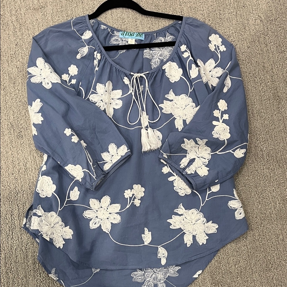 Aina Be Blue and White Floral Blouse